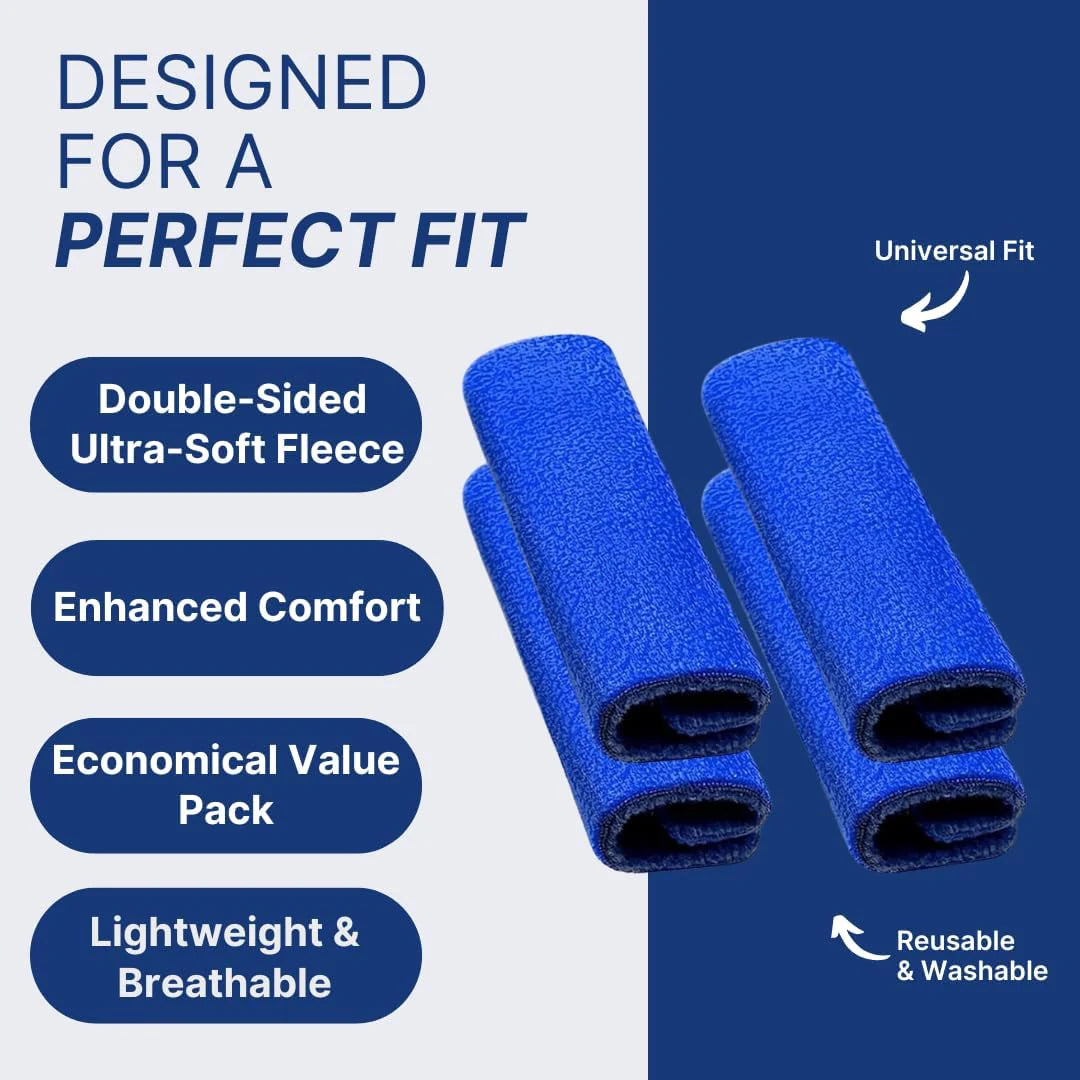 CPAP Strap Covers 4 Pack - Universal Fit for All CPAP Masks (Blue)