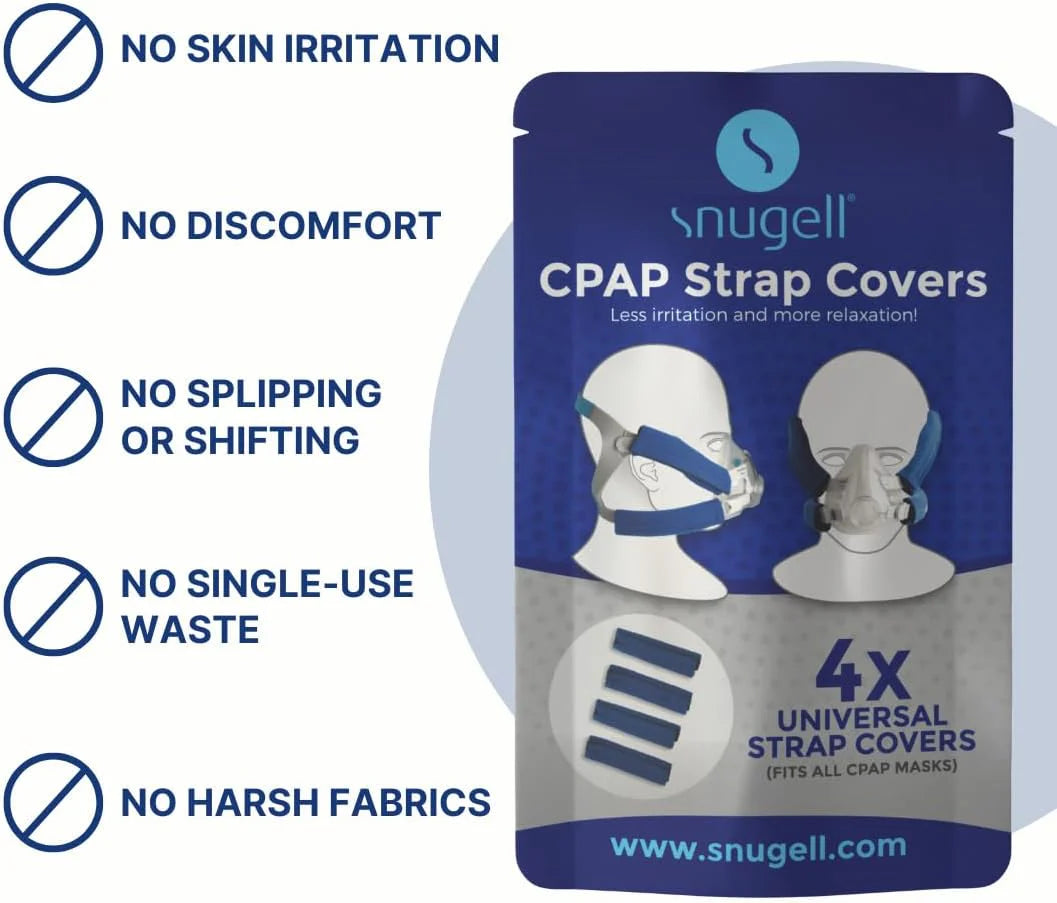 CPAP Strap Covers 4 Pack - Universal Fit for All CPAP Masks (Blue)