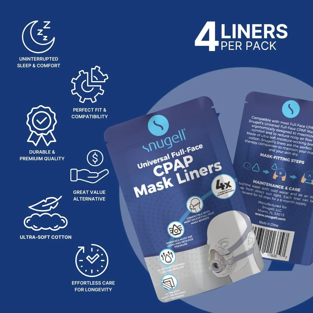 CPAP Mask Liners Full-Face (4-Pack, White)