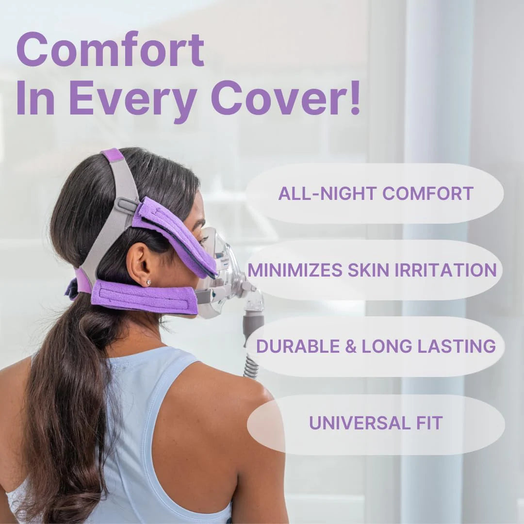 CPAP Strap Covers 4 Pack - Universal Fit for All CPAP Masks (Purple)