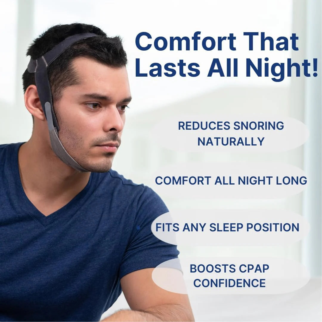 Chin Strap for CPAP Users (Black) - Adjustable Strap