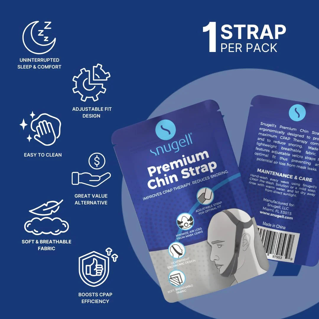 Chin Strap for CPAP Users (Black) - Adjustable Strap
