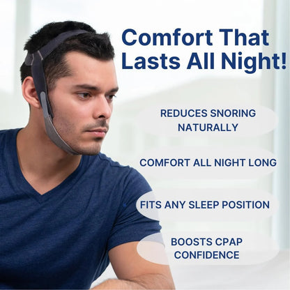Chin Strap for CPAP Users (Black) - Adjustable Strap